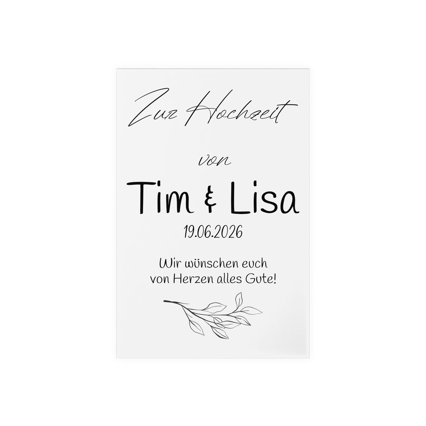 Personalisierte Acryl Tafel zur Hochzeit, mit Holzsockel - Daten Schild zur Hochzeit Geschenk zur Hochzeitsfeier