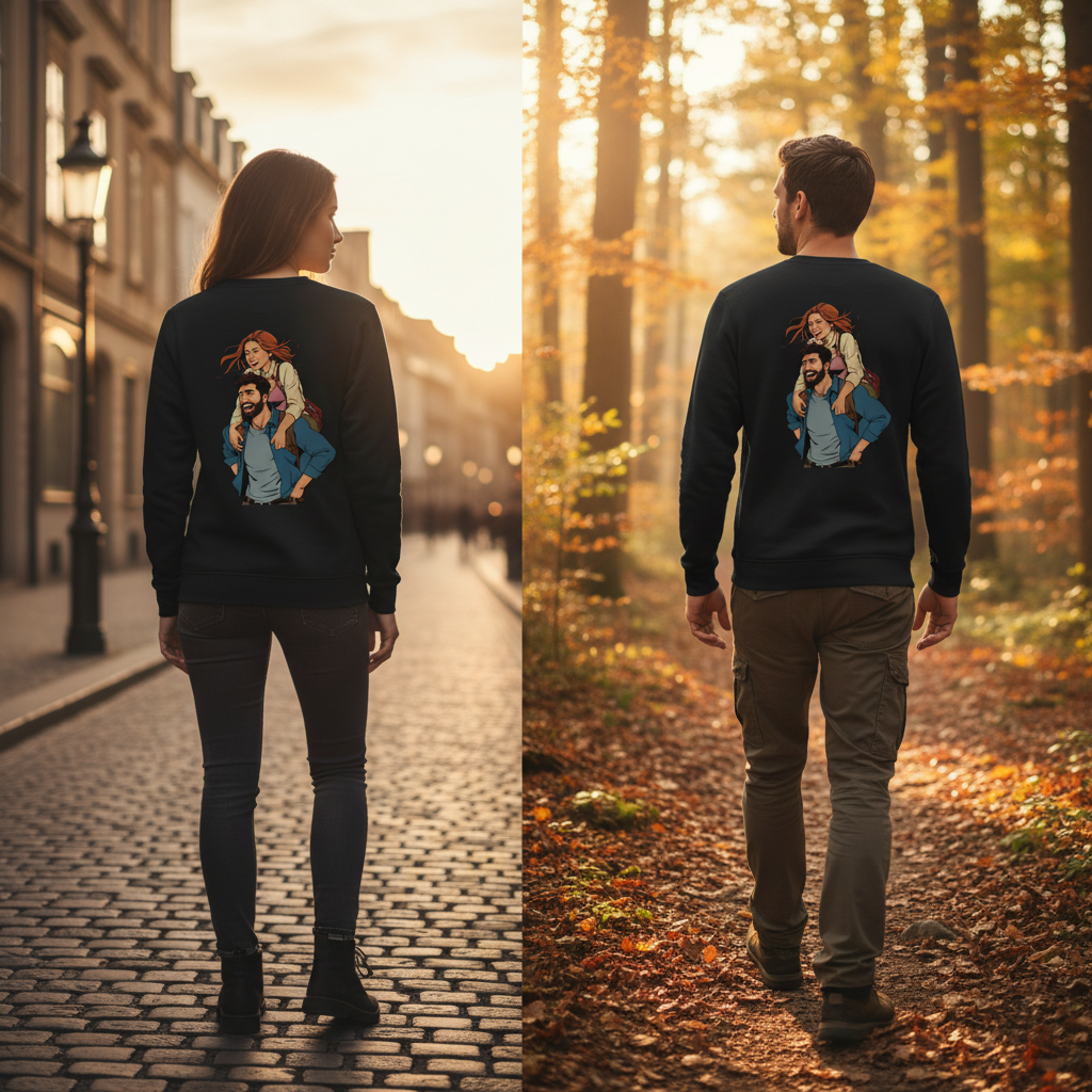 Schwarzer langarm vintage comic pullover mit buntem cartoonmotiv auf der rückseite für humorvollen alltag und style