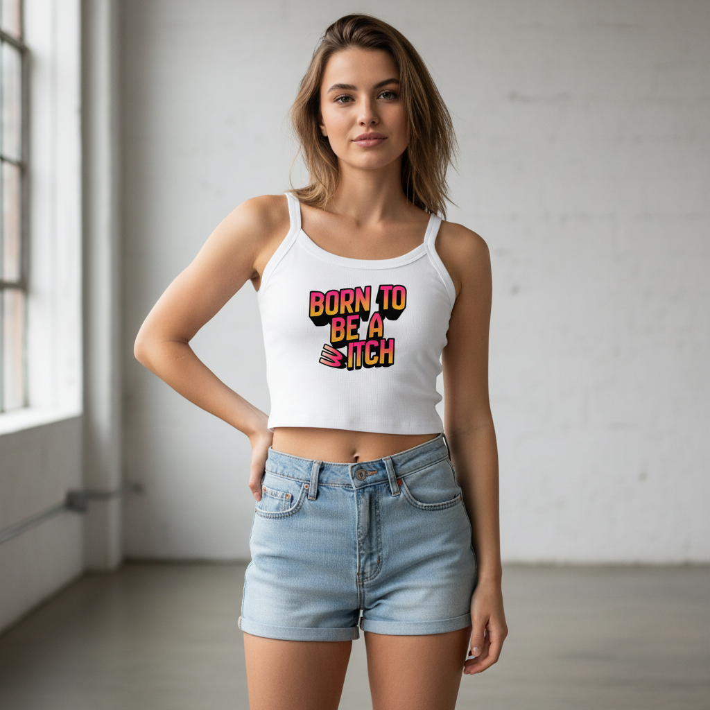 Tank Top „Born to be a B/W itch“ | Baumwollmix | Stretch & Statement