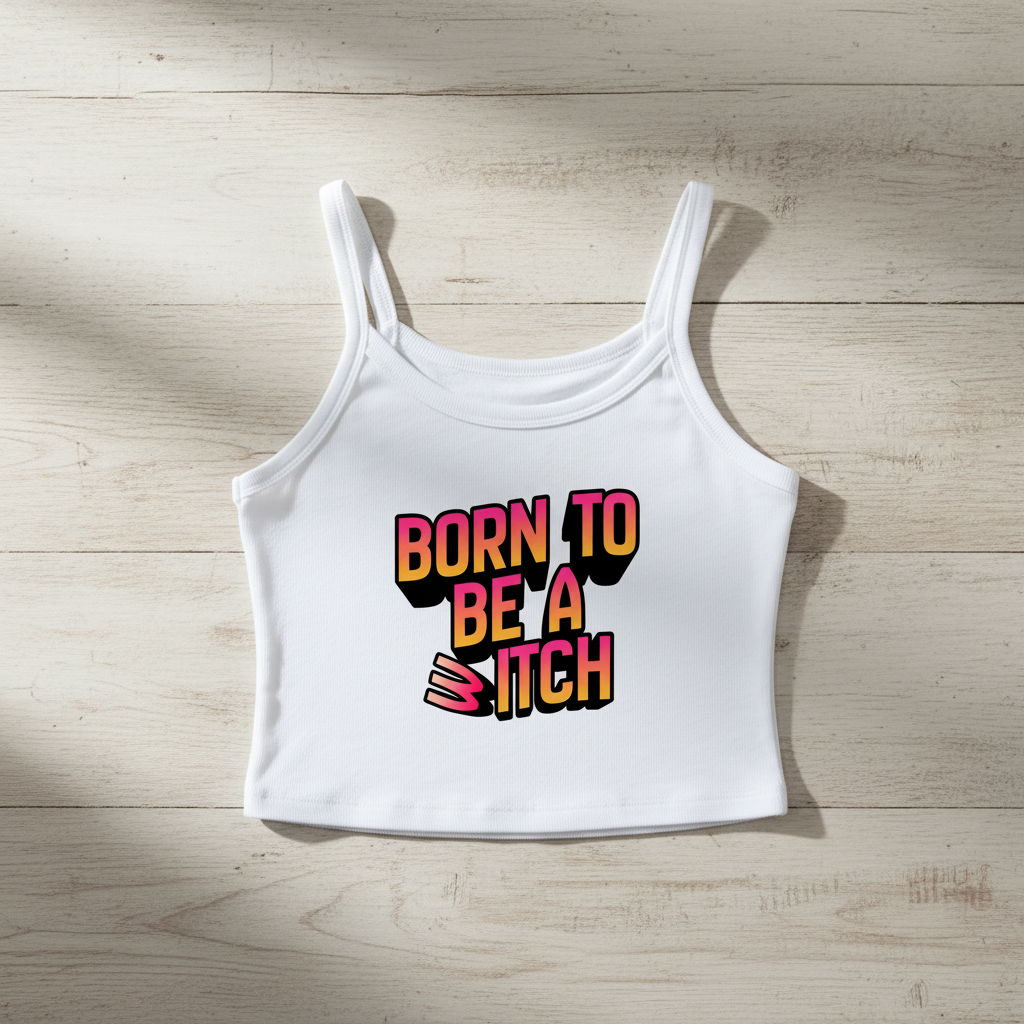 Tank Top „Born to be a B/W itch“ | Baumwollmix | Stretch & Statement