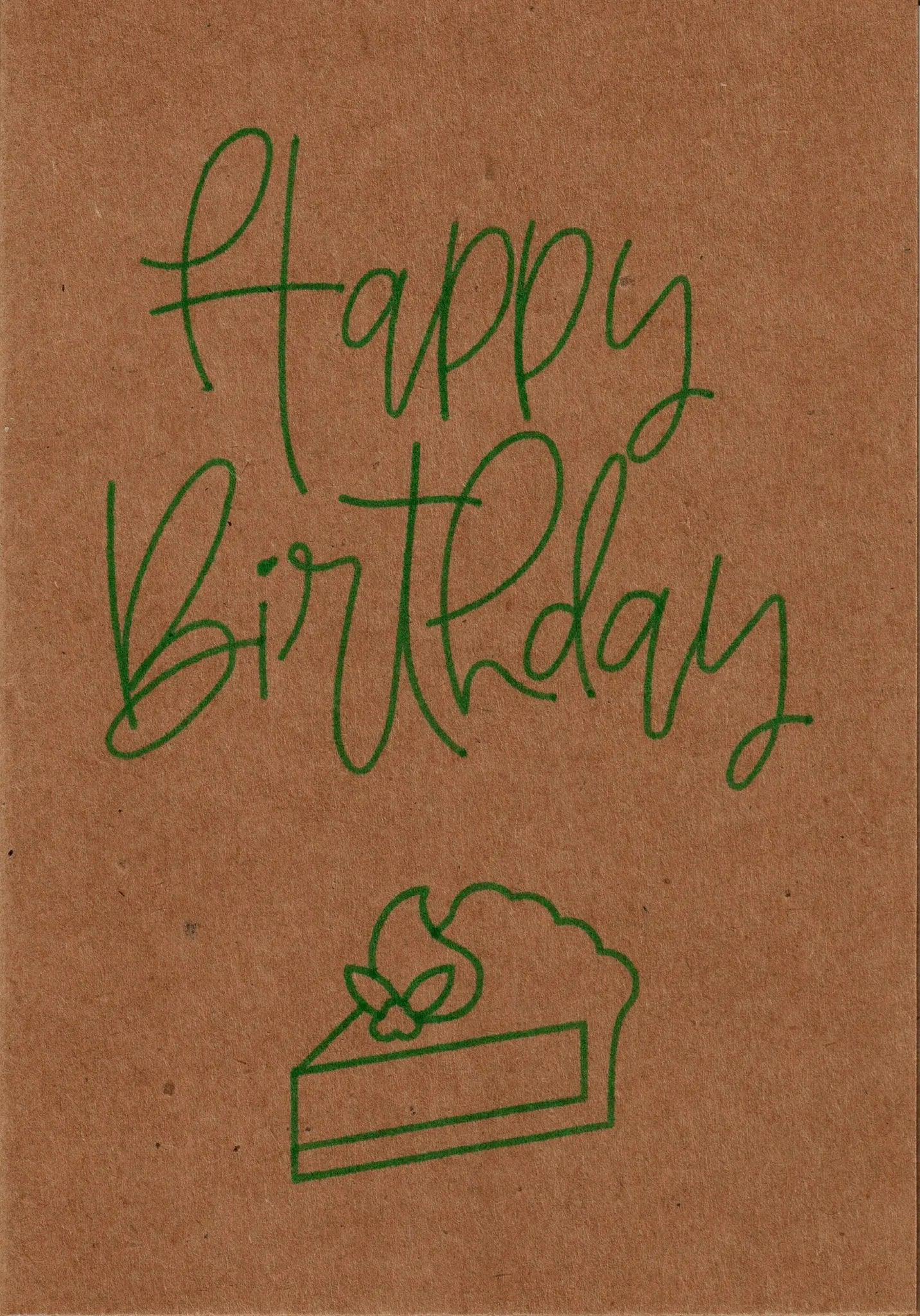 "Geschenkkarte \"Happy Birthday\" - Kuchen, aufklappbar - Glückwunschkarte - flyliving"