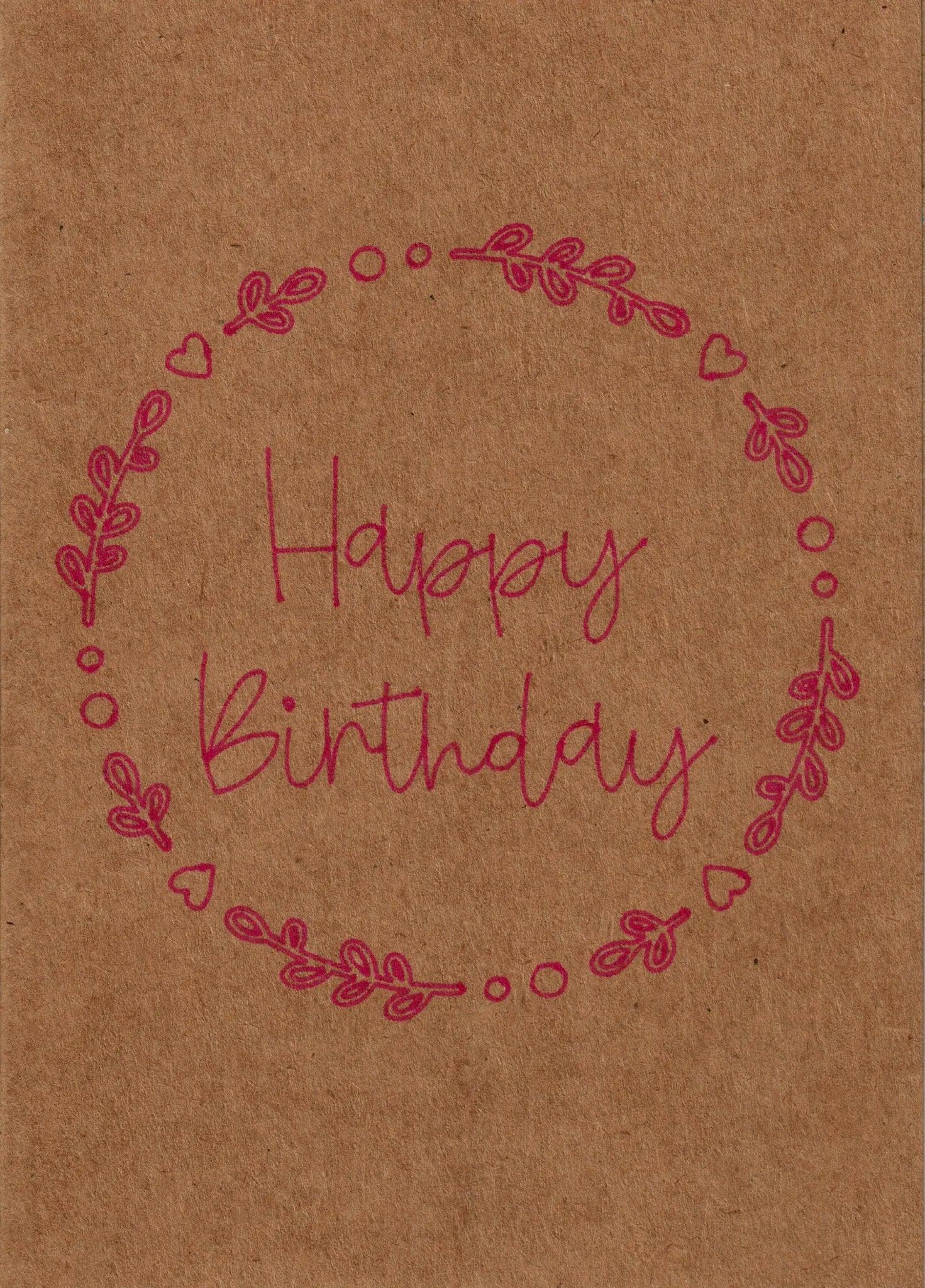 "Geschenkkarte \"Happy Birthday\" Blumenkreis, aufklappbar - Glückwunschkarte - flyliving"