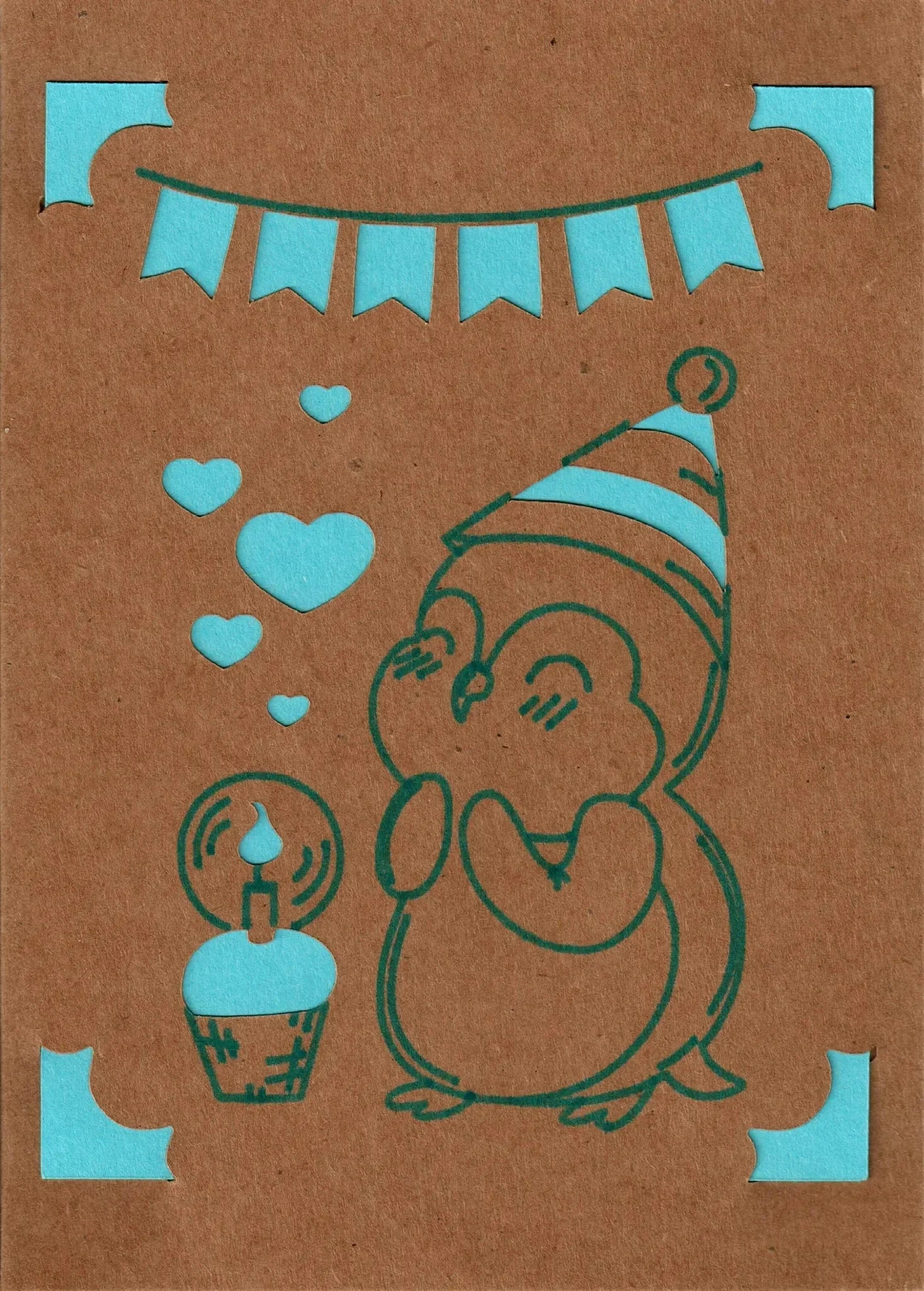 "Geschenkkarte \"Happy Penguin\", aufklappbar, nachhaltig - Glückwunschkarte - flyliving"