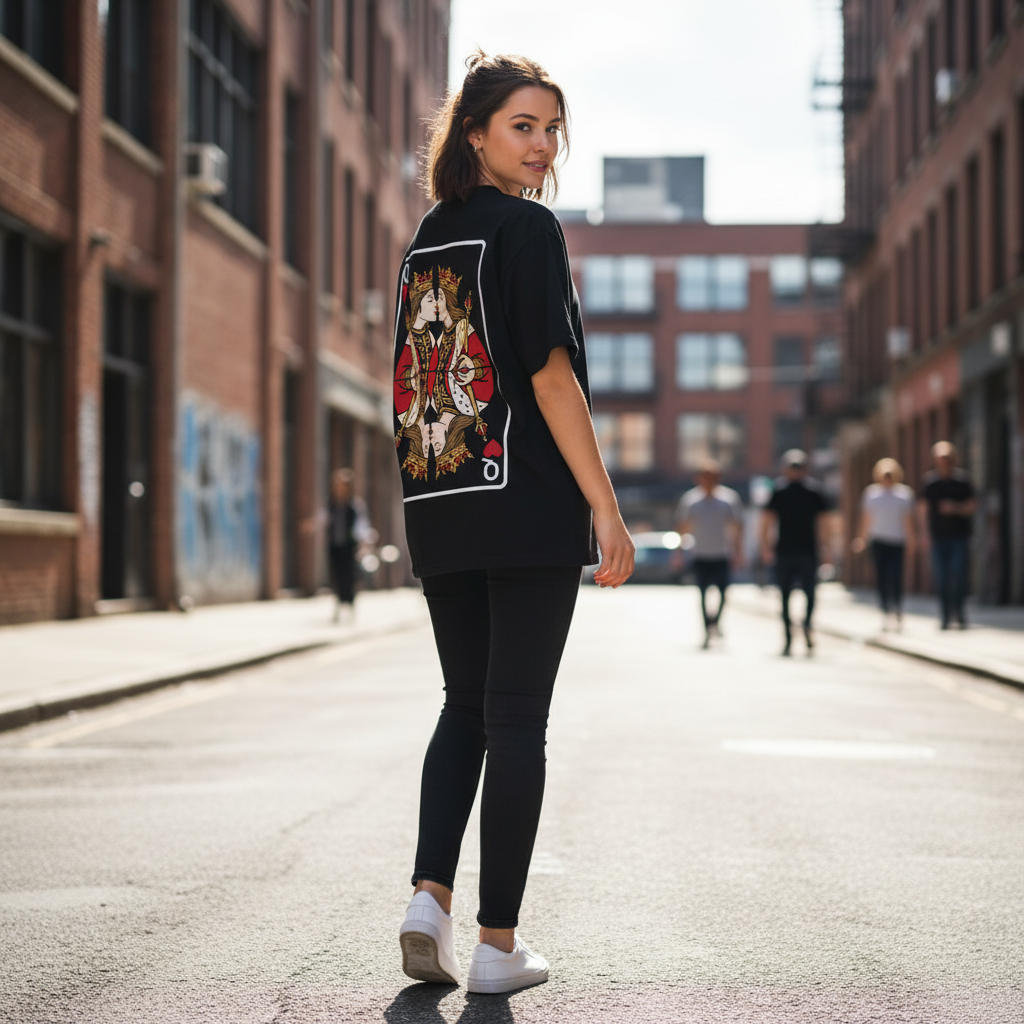 Oversized T-Shirt „Queen meets Queen“ | Baumwolle | Locker & Statement