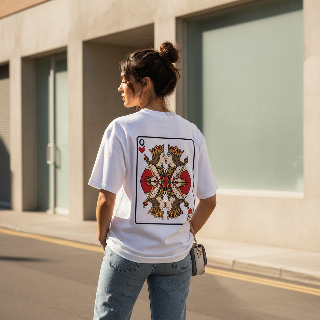 Oversized T-Shirt „Queen meets Queen“ | Baumwolle | Locker & Statement