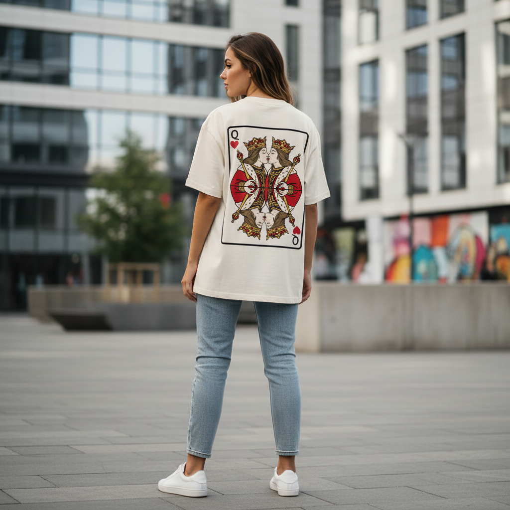 Oversized T-Shirt „Queen meets Queen“ | Baumwolle | Locker & Statement