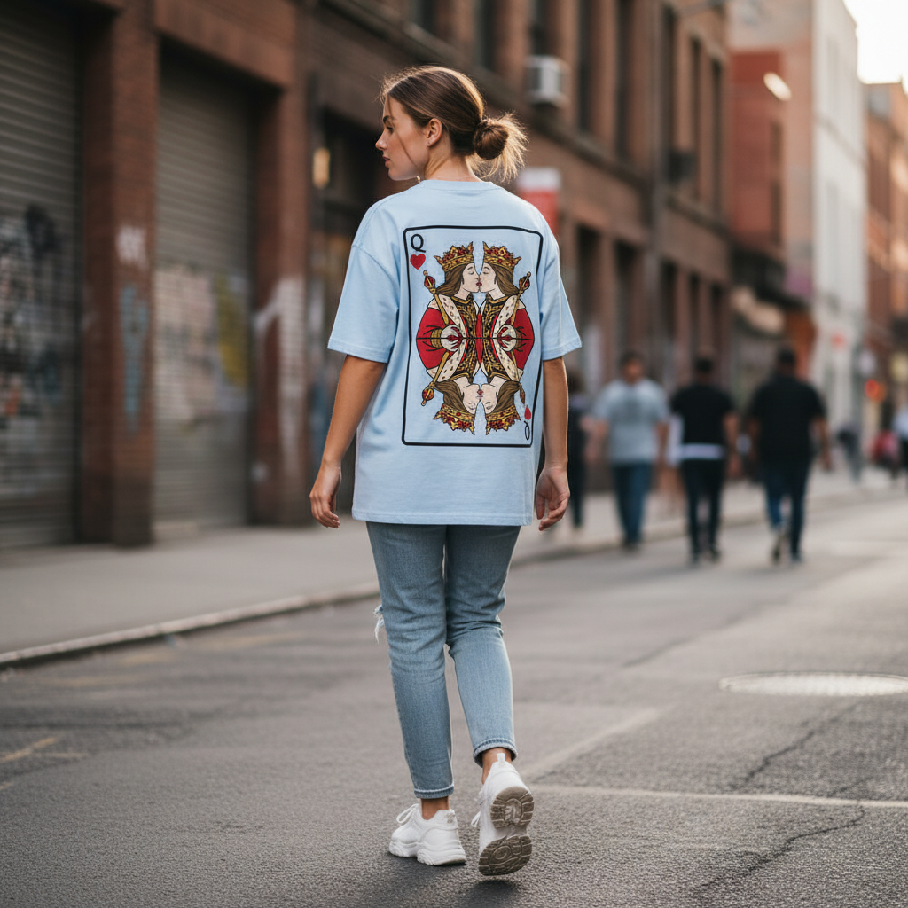 Oversized T-Shirt „Queen meets Queen“ | Baumwolle | Locker & Statement