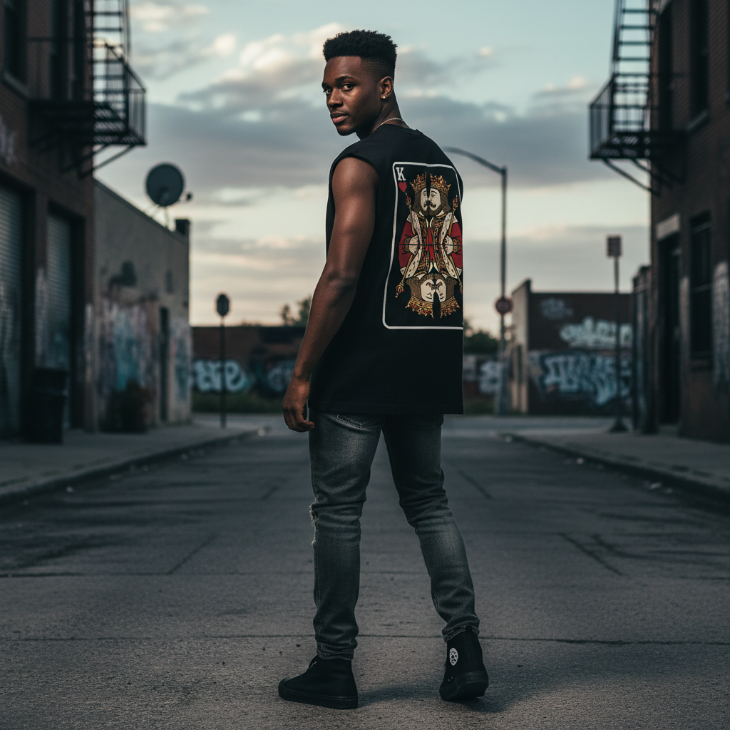 Ärmelloses Oversize T-Shirt „King meets King“ | Bio-Baumwolle | Locker & Statement