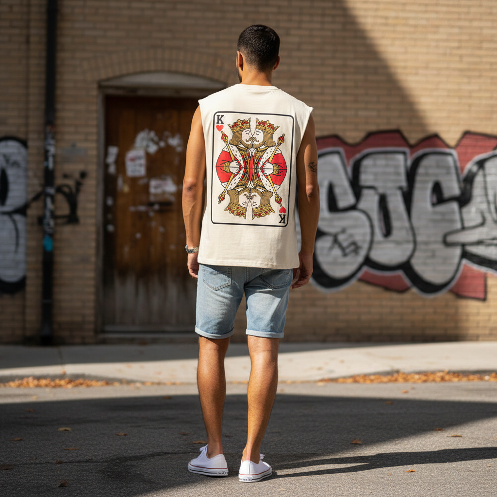 Ärmelloses Oversize T-Shirt „King meets King“ | Bio-Baumwolle | Locker & Statement