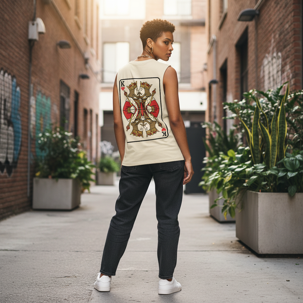 Ärmelloses Oversize T-Shirt „King meets King“ | Bio-Baumwolle | Locker & Statement