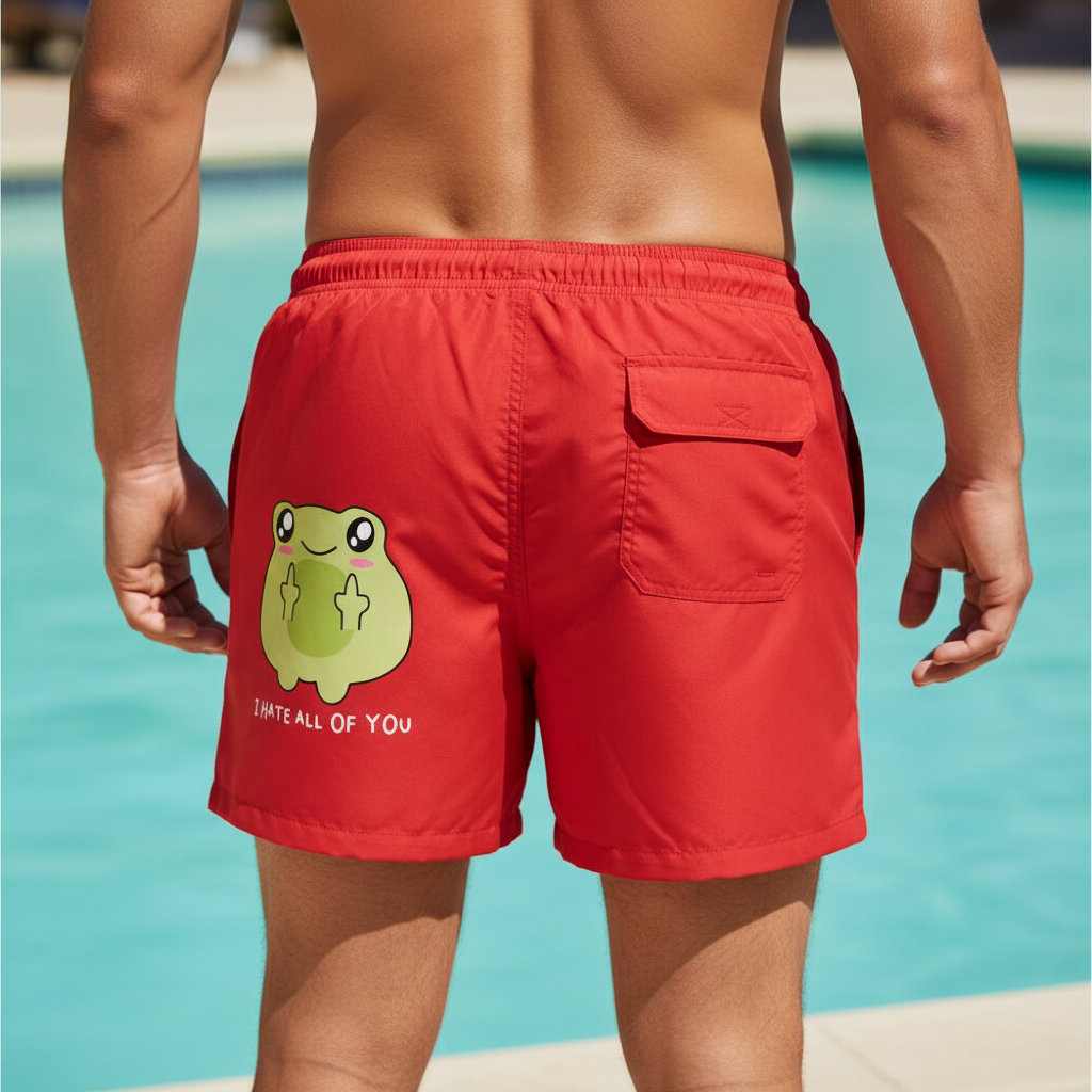 Frosch Badehose | I Hate All Of You | Moderne Swim Shorts mit Taschen