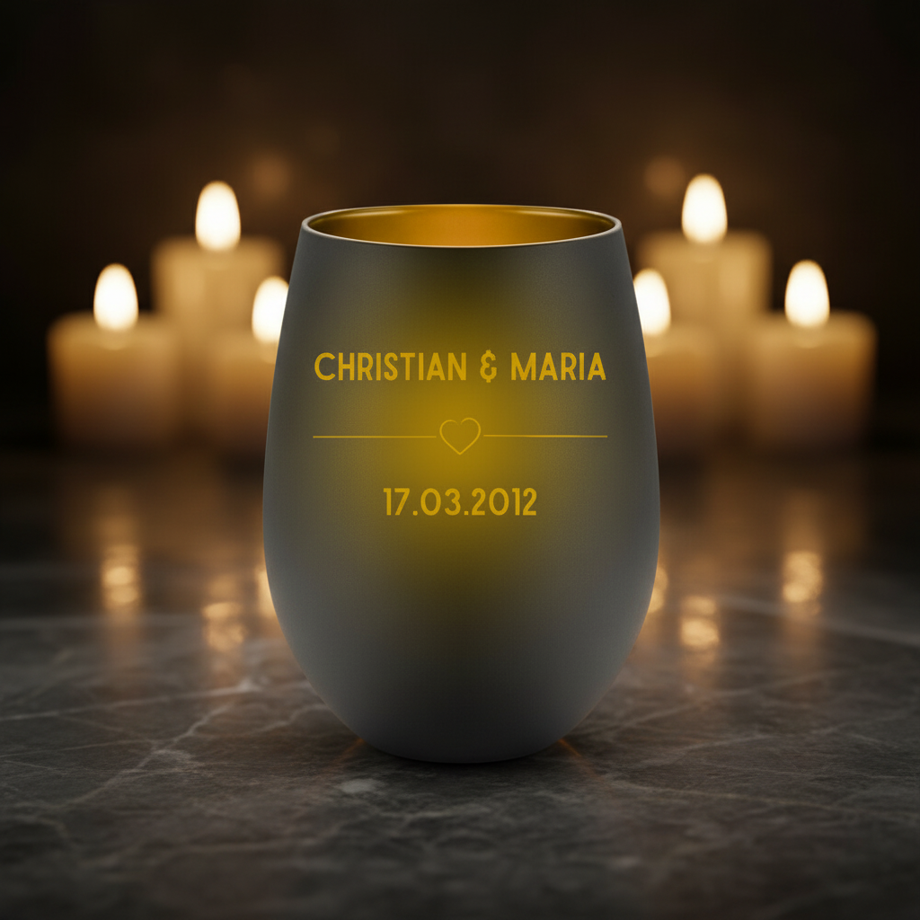Windlicht Schwarz-Gold – Stimmungsvolles Deko-Licht & Geschenk mit Herz