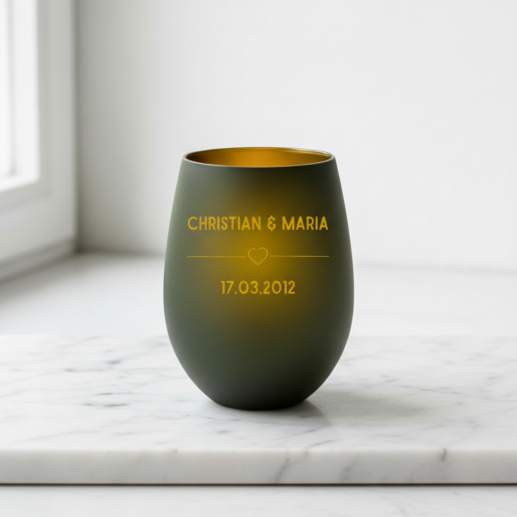 Windlicht Schwarz-Gold – Stimmungsvolles Deko-Licht & Geschenk mit Herz