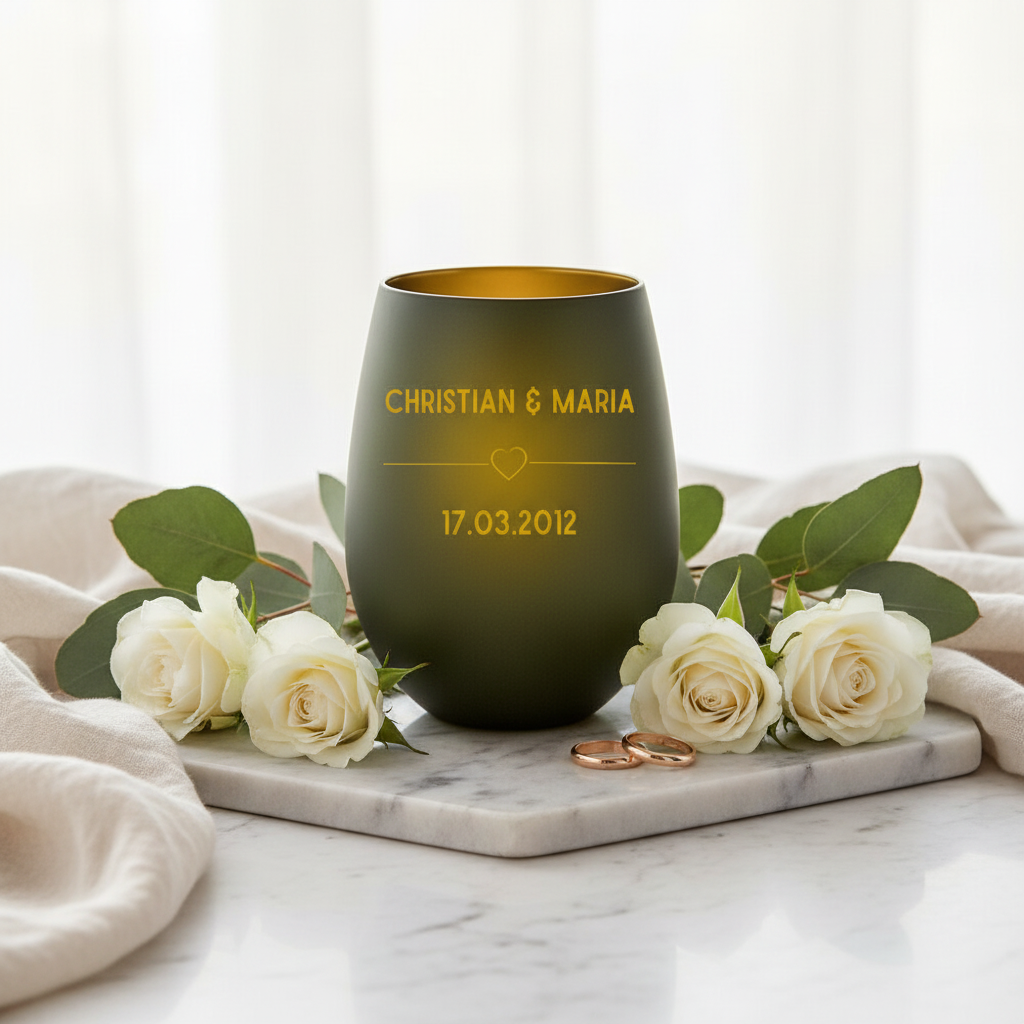 Windlicht Schwarz-Gold – Stimmungsvolles Deko-Licht & Geschenk mit Herz