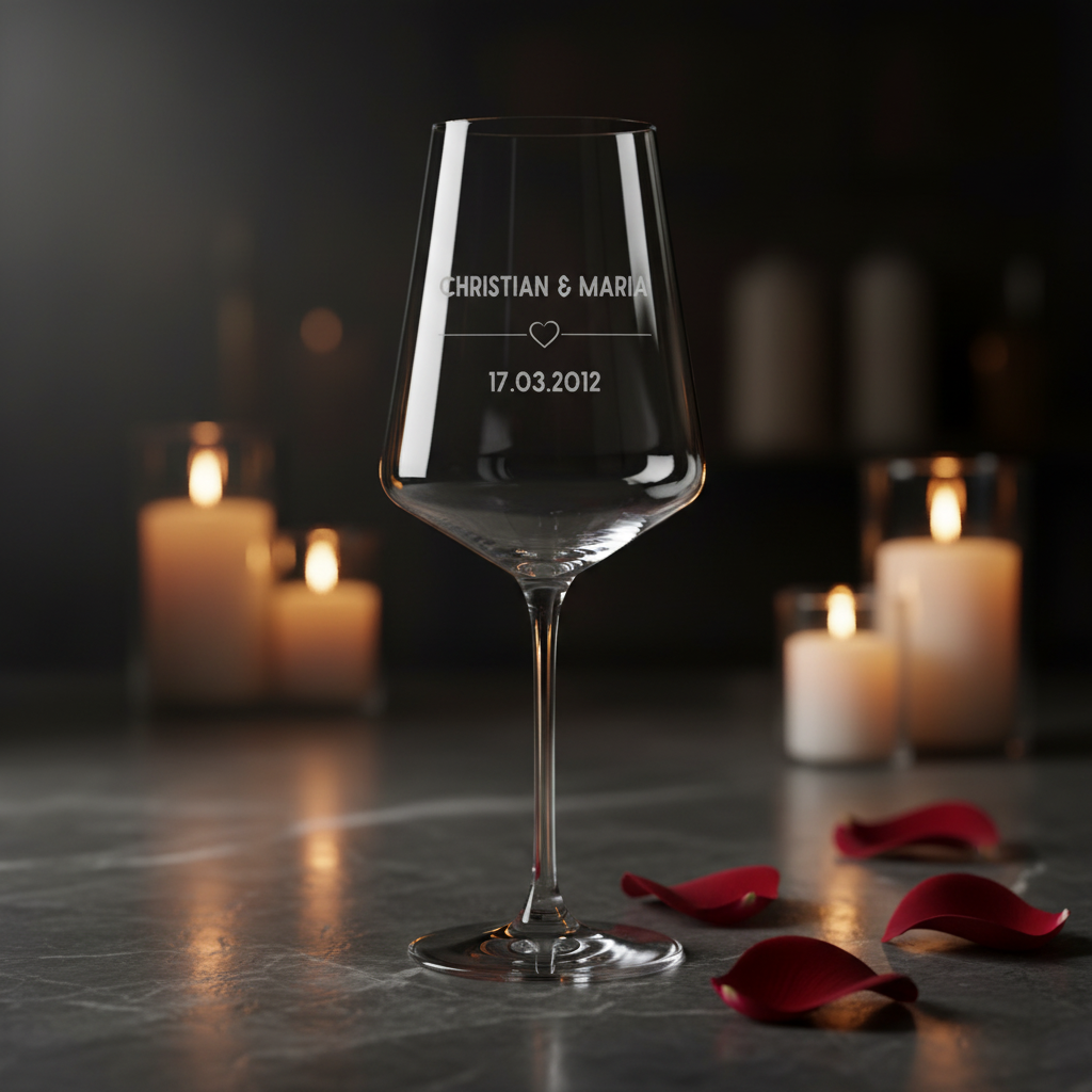 Weinglas, personalisiert mit Namen und Datum | Gelasertes Glas für Rot- & Weißwein