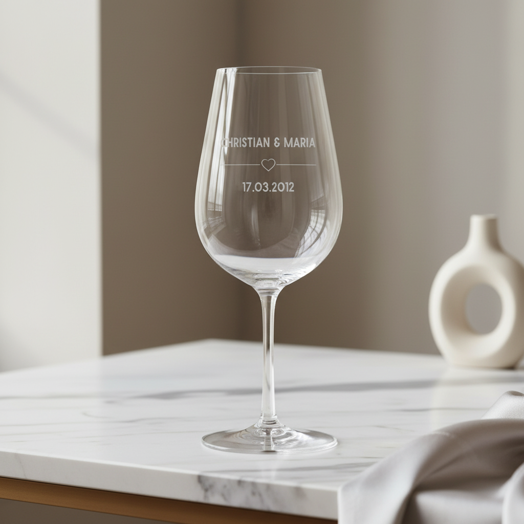 Weinglas, personalisiert mit Namen und Datum | Gelasertes Glas für Rot- & Weißwein