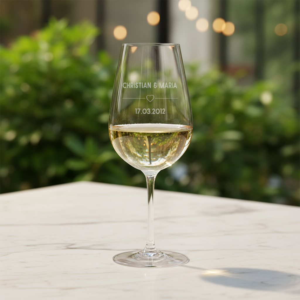 Weinglas, personalisiert mit Namen und Datum | Gelasertes Glas für Rot- & Weißwein
