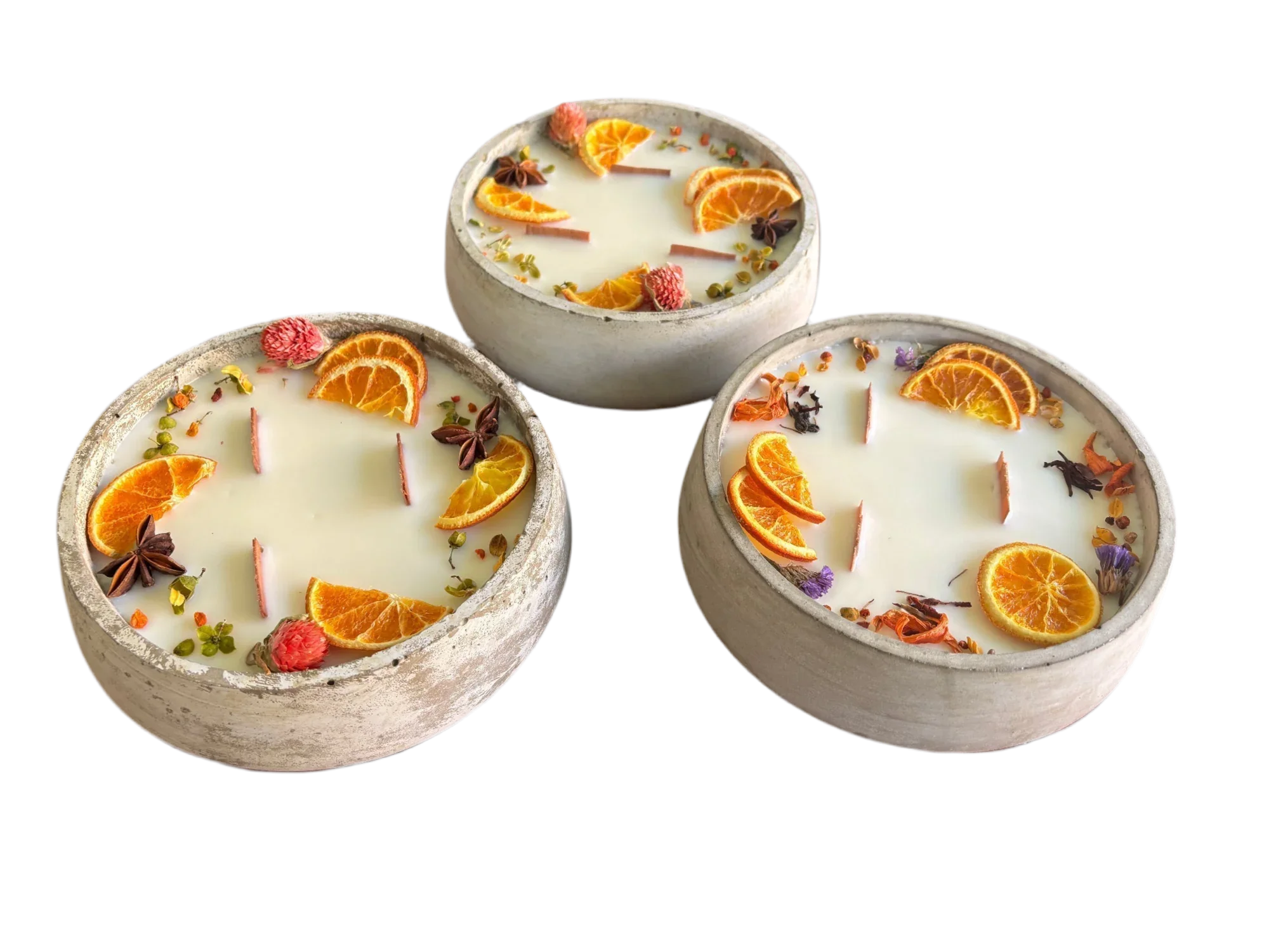 Handbesetze XXL Outdoor Citronella-Betonkerze „Big Grey - Mugge Schreck“