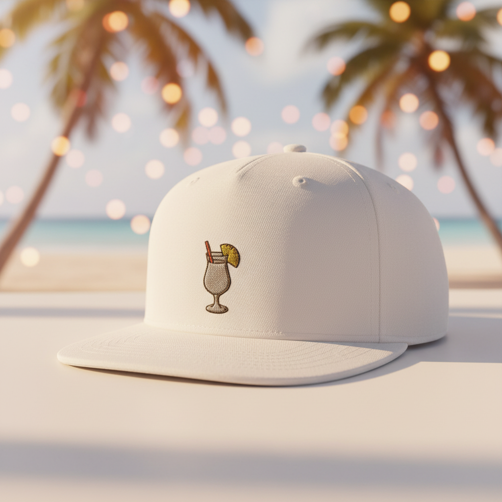 Cocktail Snapback Cap | Gestickte Symbole für Espresso Martini, Pina Colada, Bier & Wein