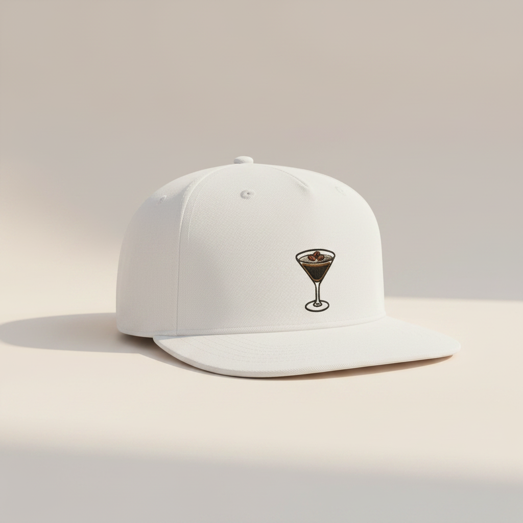 Cocktail Snapback Cap | Gestickte Symbole für Espresso Martini, Pina Colada, Bier & Wein