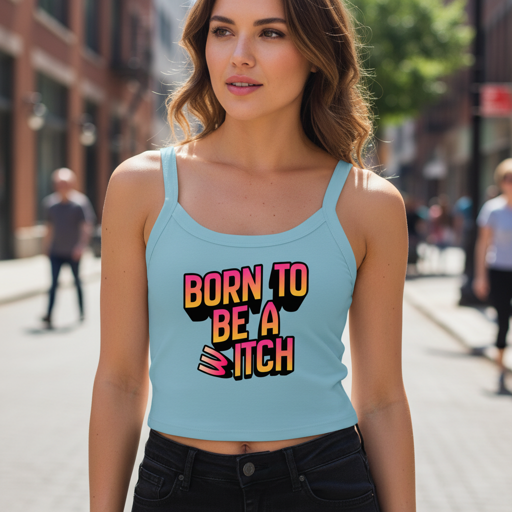 Tank Top „Born to be a B/W itch“ | Baumwollmix | Stretch & Statement
