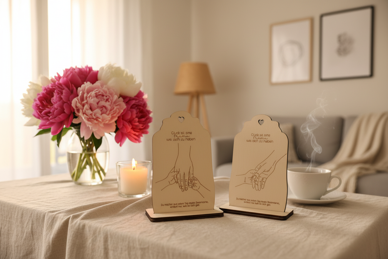 Holz-Aufsteller Muttertag | 2 Hand-Motive | personalisierbar