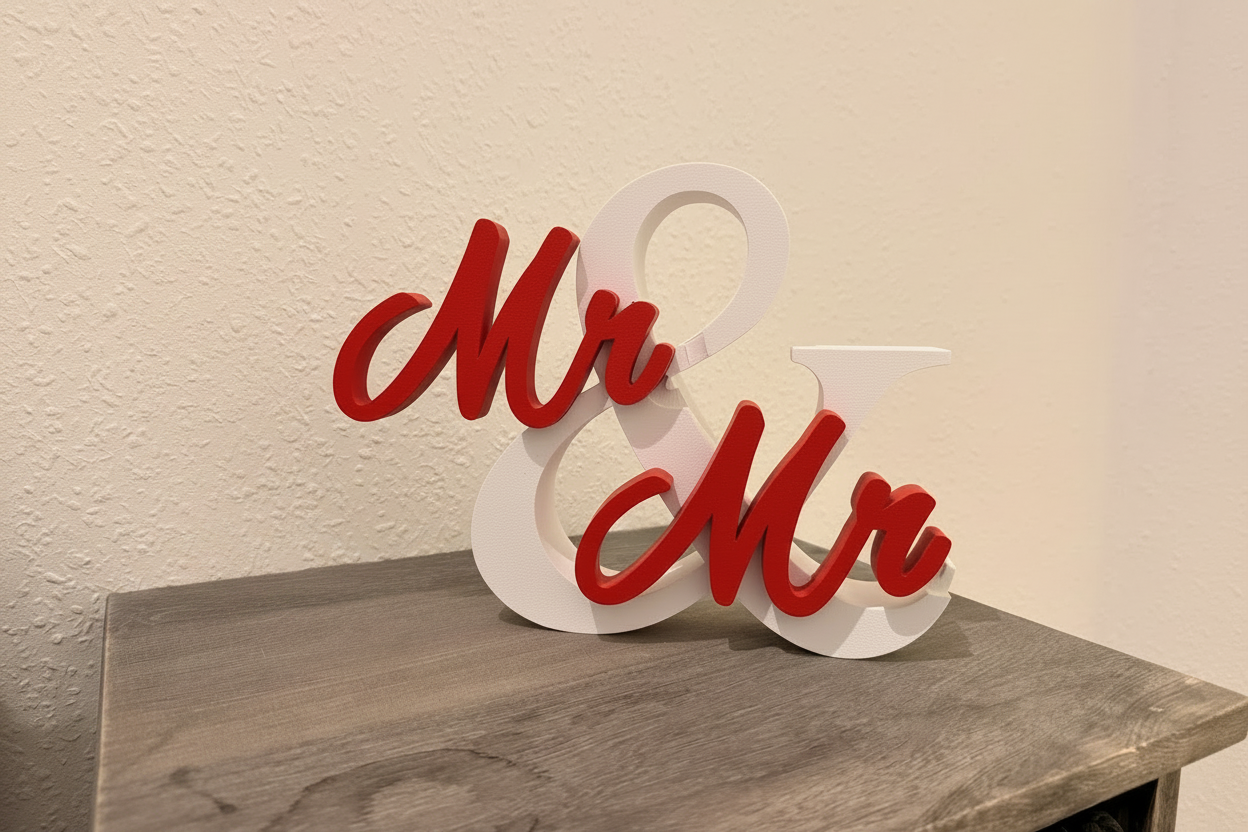 Geschenk zur Hochzeit "Mr & Mrs", "Mr & Mr" oder "Mrs & Mrs", aus PLA, tolles Hochzeitsgeschenk