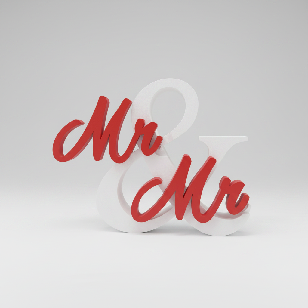 Geschenk zur Hochzeit "Mr & Mrs", "Mr & Mr" oder "Mrs & Mrs", aus PLA, tolles Hochzeitsgeschenk