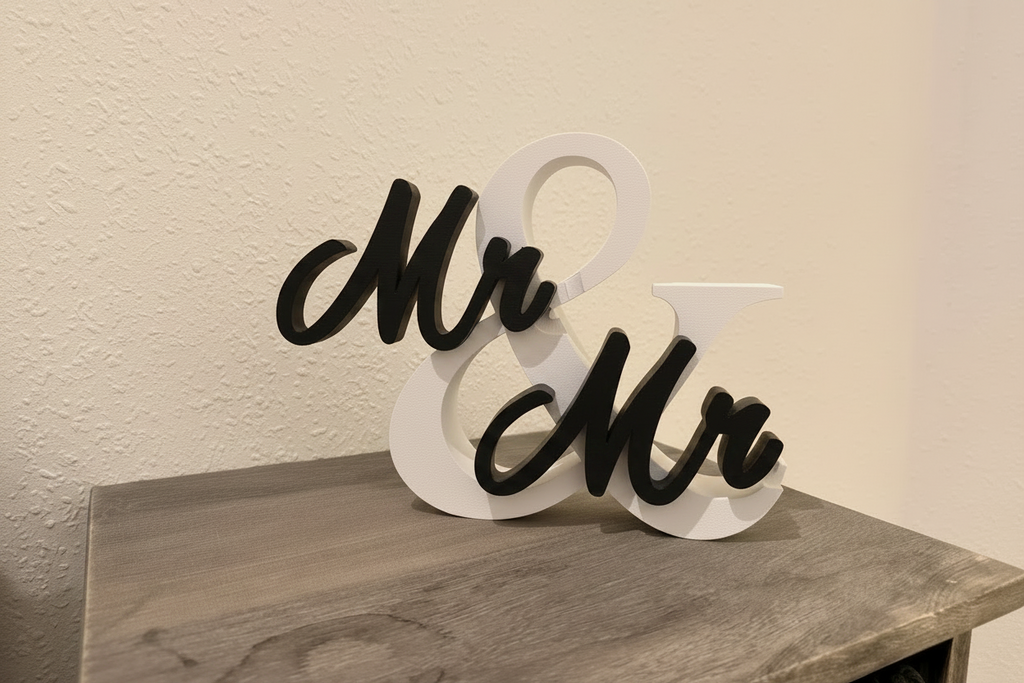 Geschenk zur Hochzeit "Mr & Mrs", "Mr & Mr" oder "Mrs & Mrs", aus PLA, tolles Hochzeitsgeschenk
