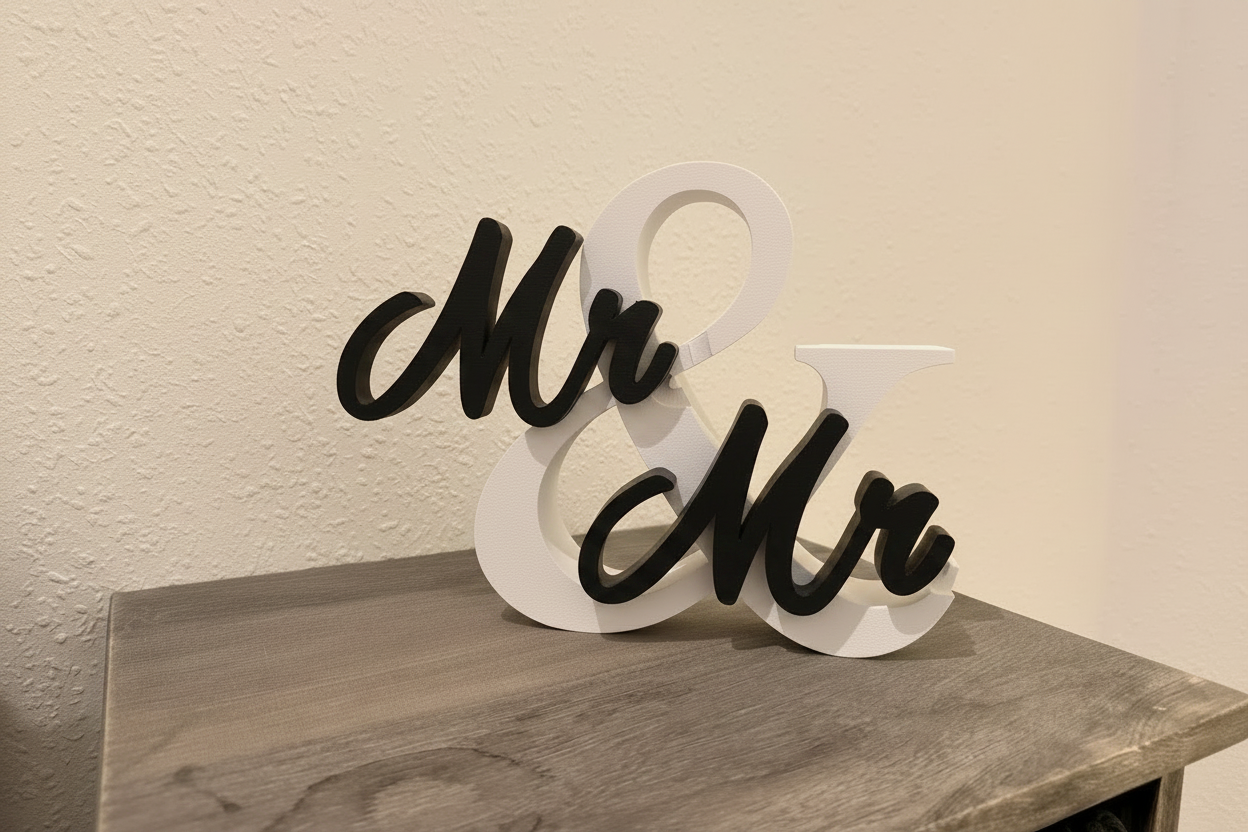 Geschenk zur Hochzeit "Mr & Mrs", "Mr & Mr" oder "Mrs & Mrs", aus PLA, tolles Hochzeitsgeschenk