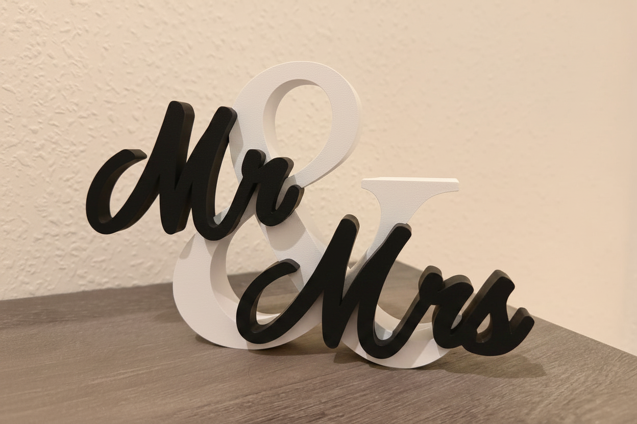 Geschenk zur Hochzeit "Mr & Mrs", "Mr & Mr" oder "Mrs & Mrs", aus PLA, tolles Hochzeitsgeschenk