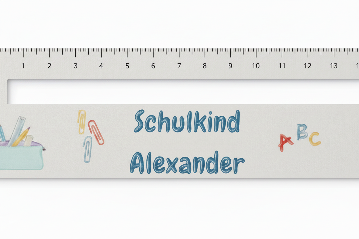Personalisiertes Leselineal „Schulkind mit Namen“ | 3 mm | Lernhilfe & Geschenk