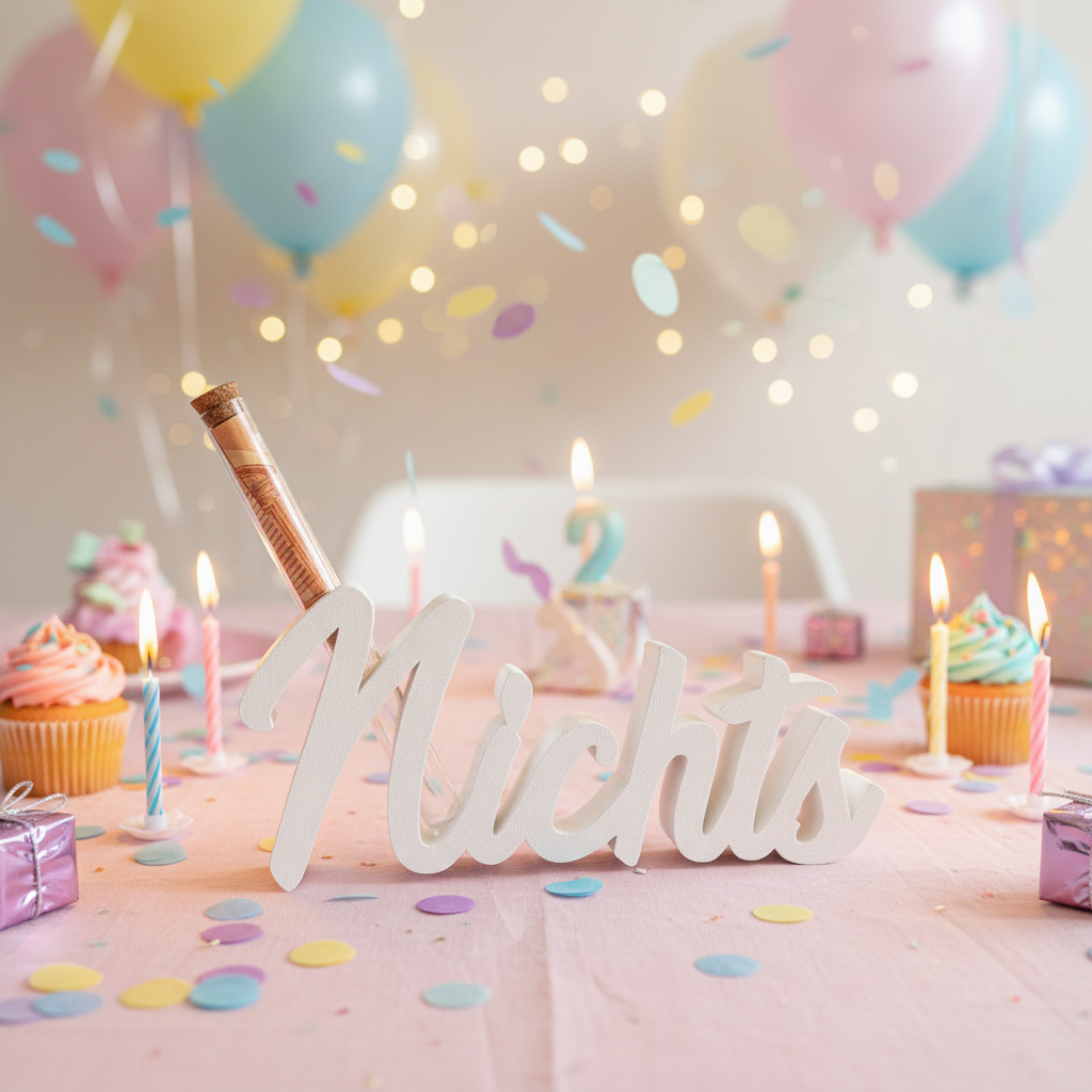 Weiße weiße nights cursive schrift 3d druck geschenk aus pla mit korkverschluss glasröhrchen humorvoll und originell