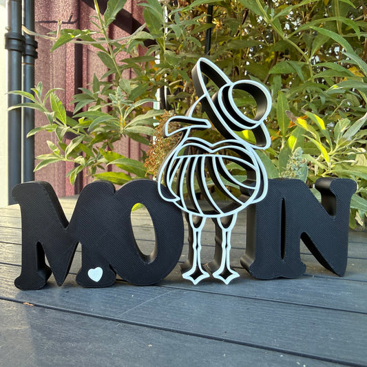 Dekoaufsteller "Moin" mit Möwe, 3D Druck