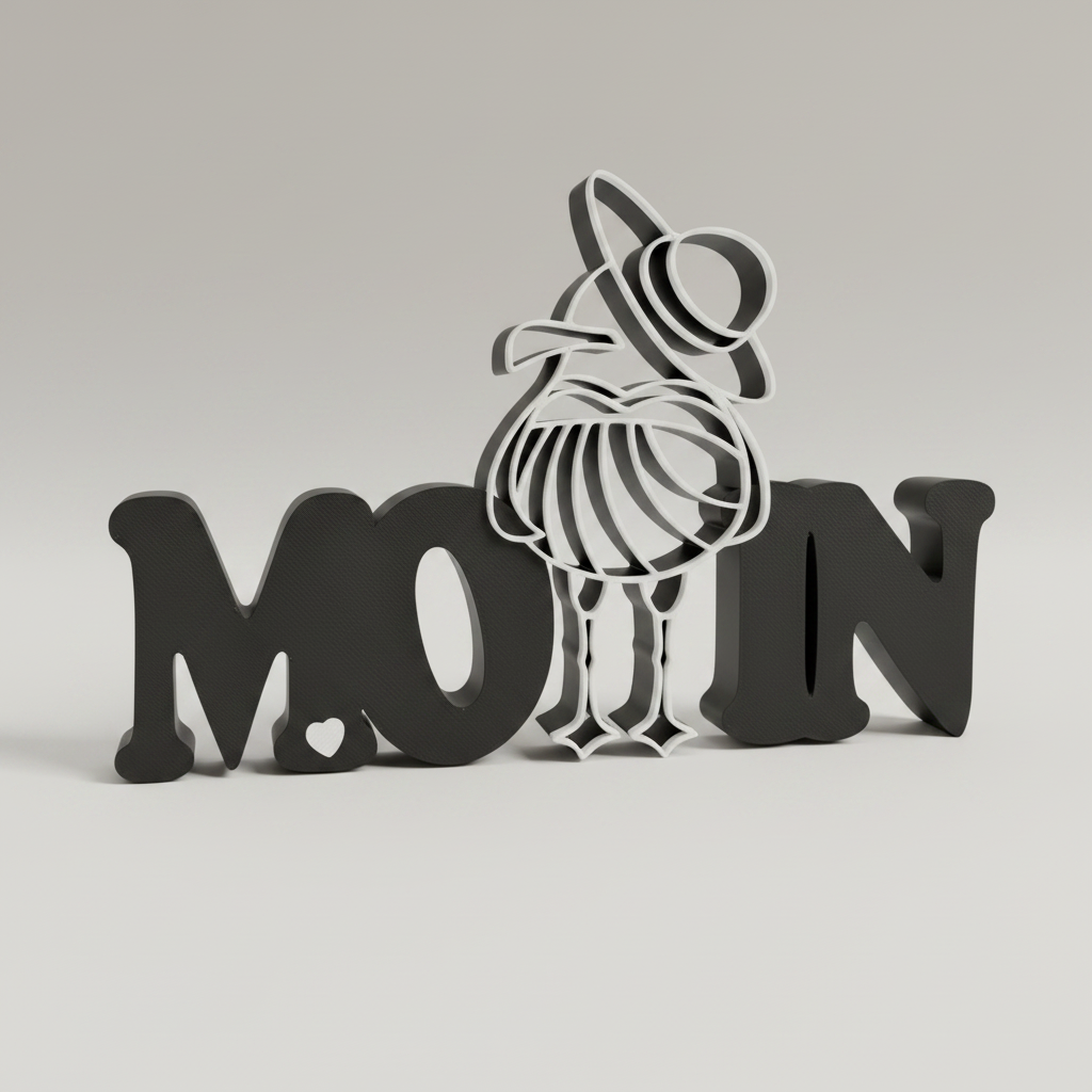 Dekoaufsteller "Moin" mit Möwe, 3D Druck
