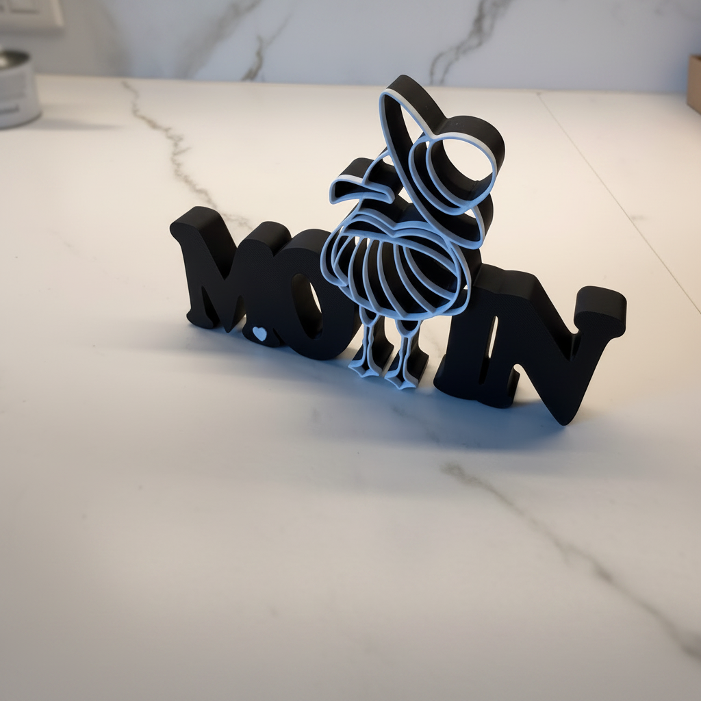 Dekoaufsteller "Moin" mit Möwe, 3D Druck