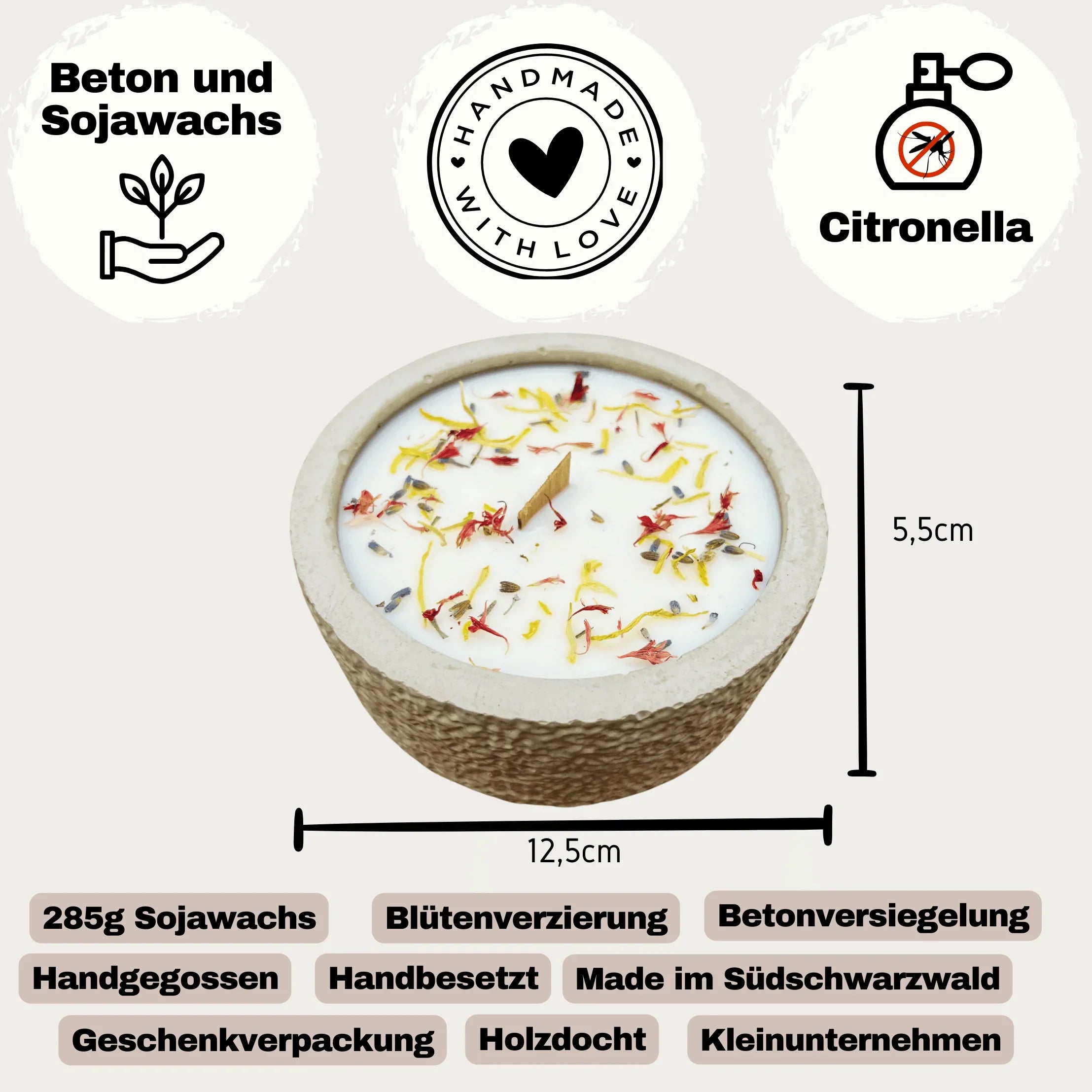 Outdoor Citronella-Betonkerzenset  „Grey - Mugge Schreck“
