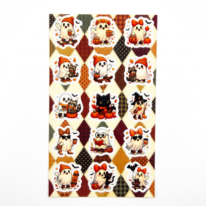 Halloween Sticker-Bogen „Kleine Gespenster“ mit 15 Aufklebern, freigestellt