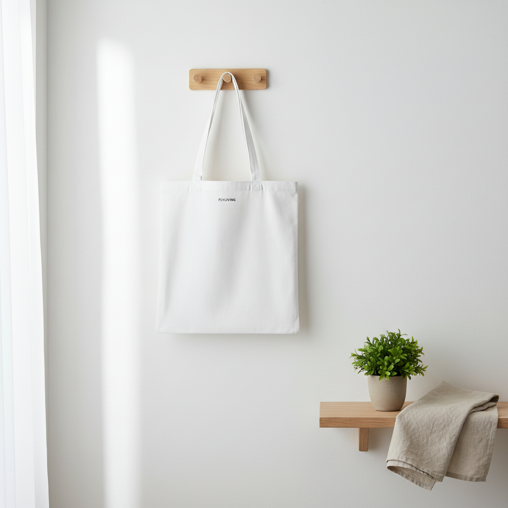 Weiße canvas shopper tasche mit passenden griffen und schwarzer stickerei espresso martini, 100 baumwolle