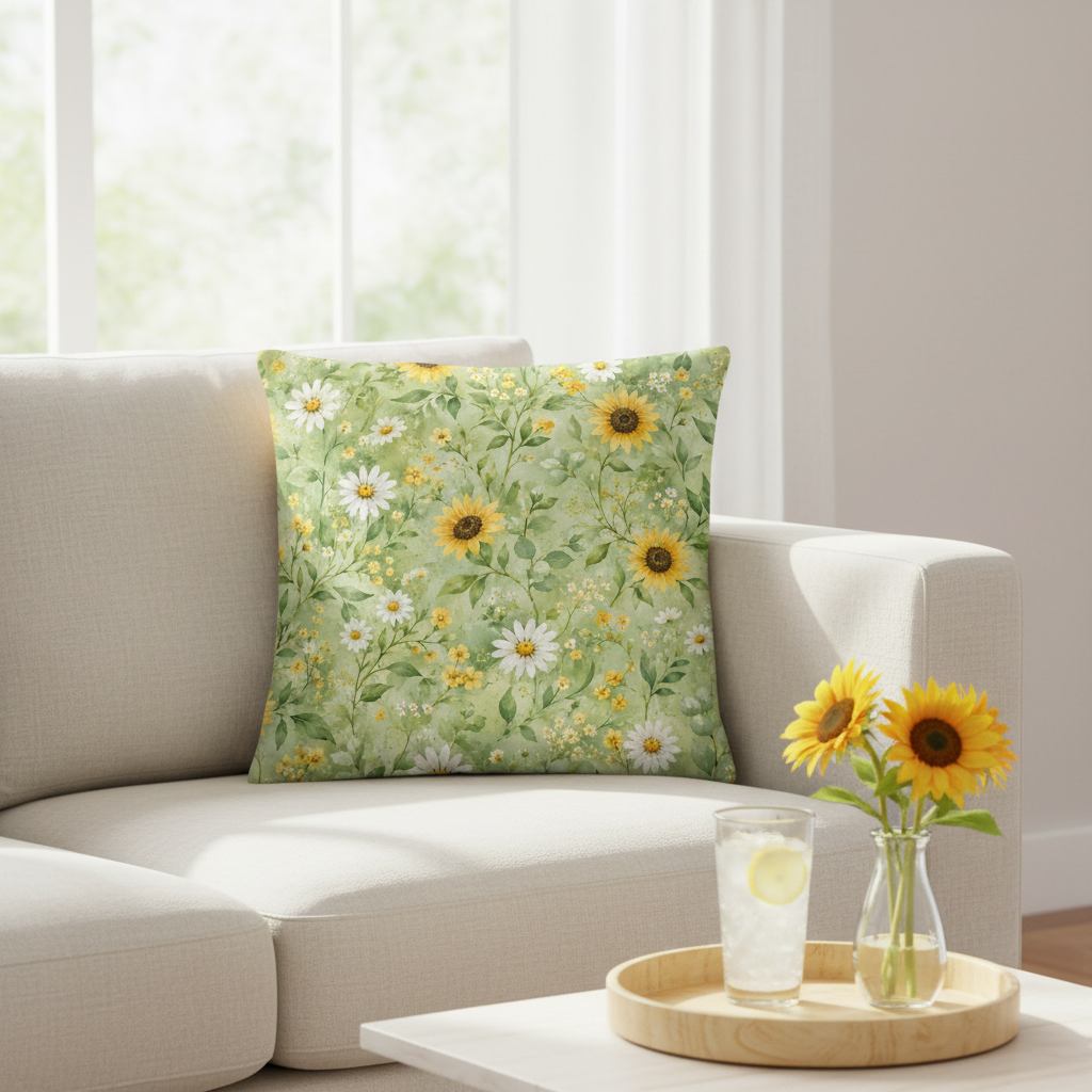 Sommermotiv Kissen | Sonnenblume | Deko-Kissen mit formstabiler Füllung