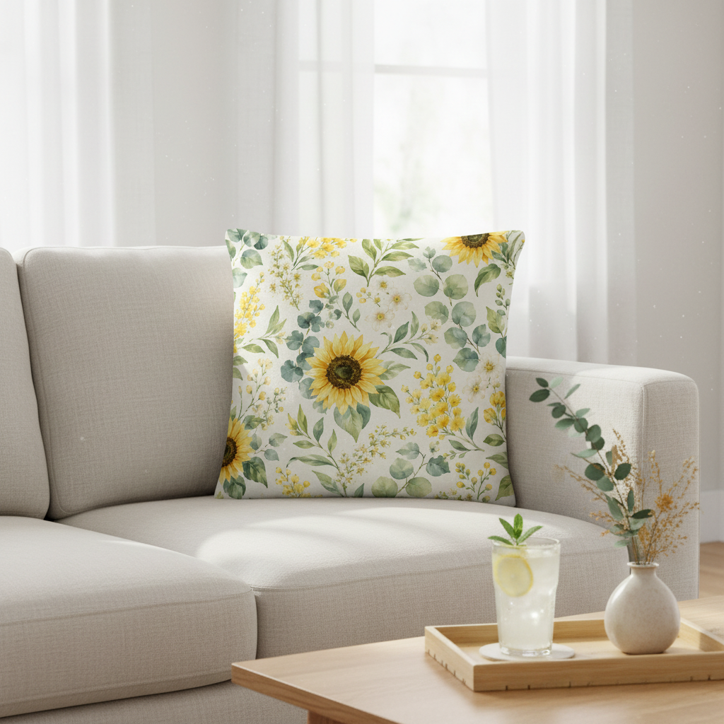 Sommermotiv Kissen | Sonnenblume | Deko-Kissen mit formstabiler Füllung