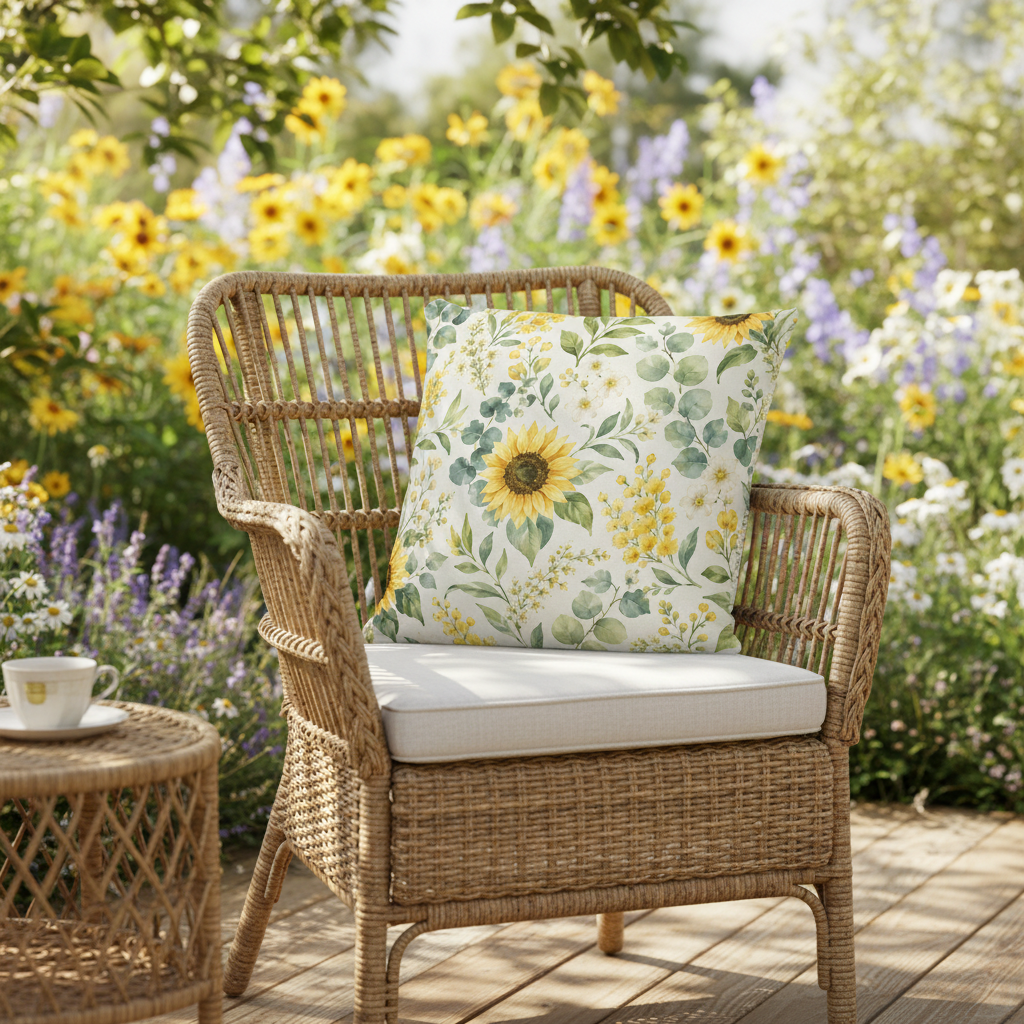 Sommermotiv Kissen | Sonnenblume | Deko-Kissen mit formstabiler Füllung