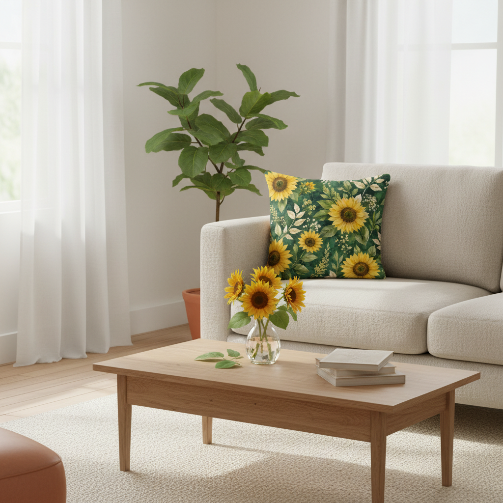 Sommermotiv Kissen | Sonnenblume | Deko-Kissen mit formstabiler Füllung