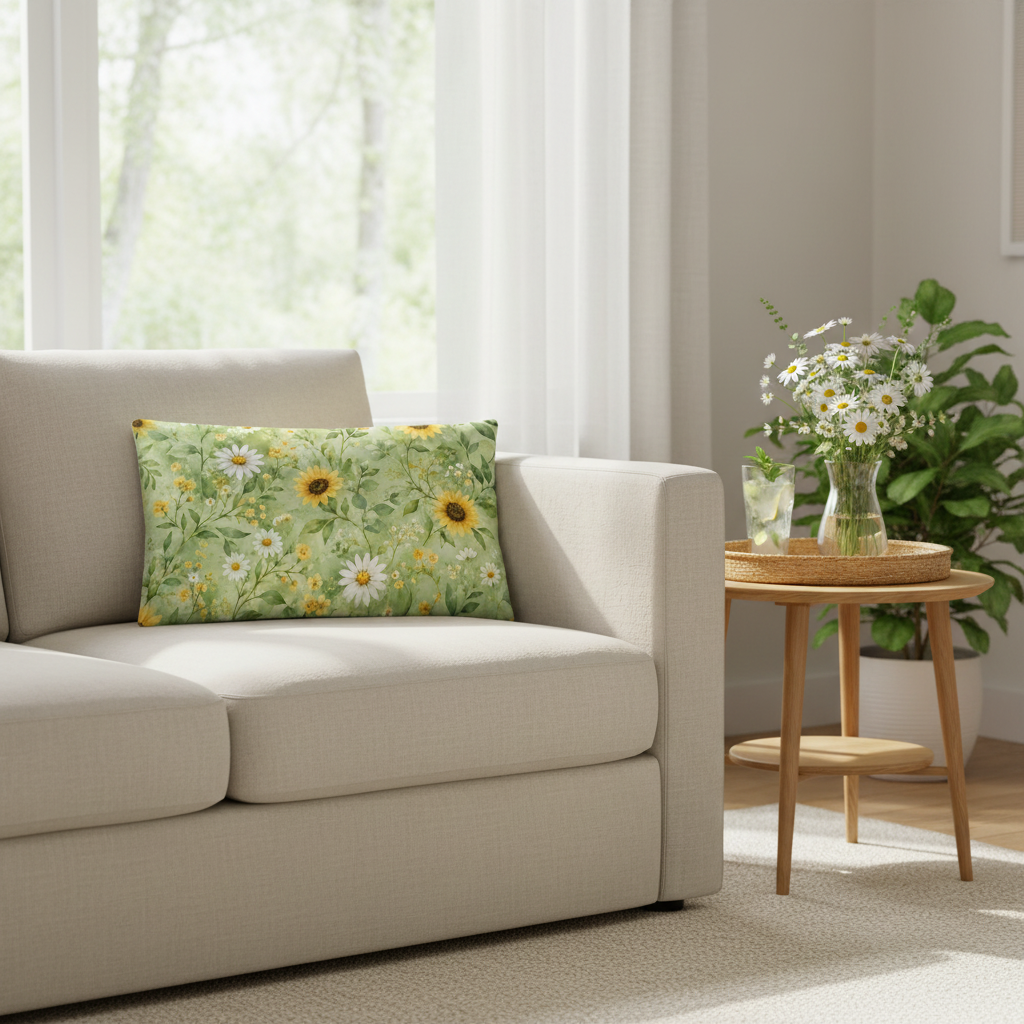 Sommermotiv Kissen | Sonnenblume | Deko-Kissen mit formstabiler Füllung