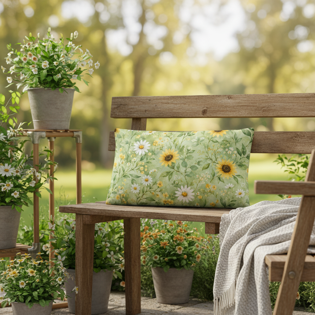 Sommermotiv Kissen | Sonnenblume | Deko-Kissen mit formstabiler Füllung