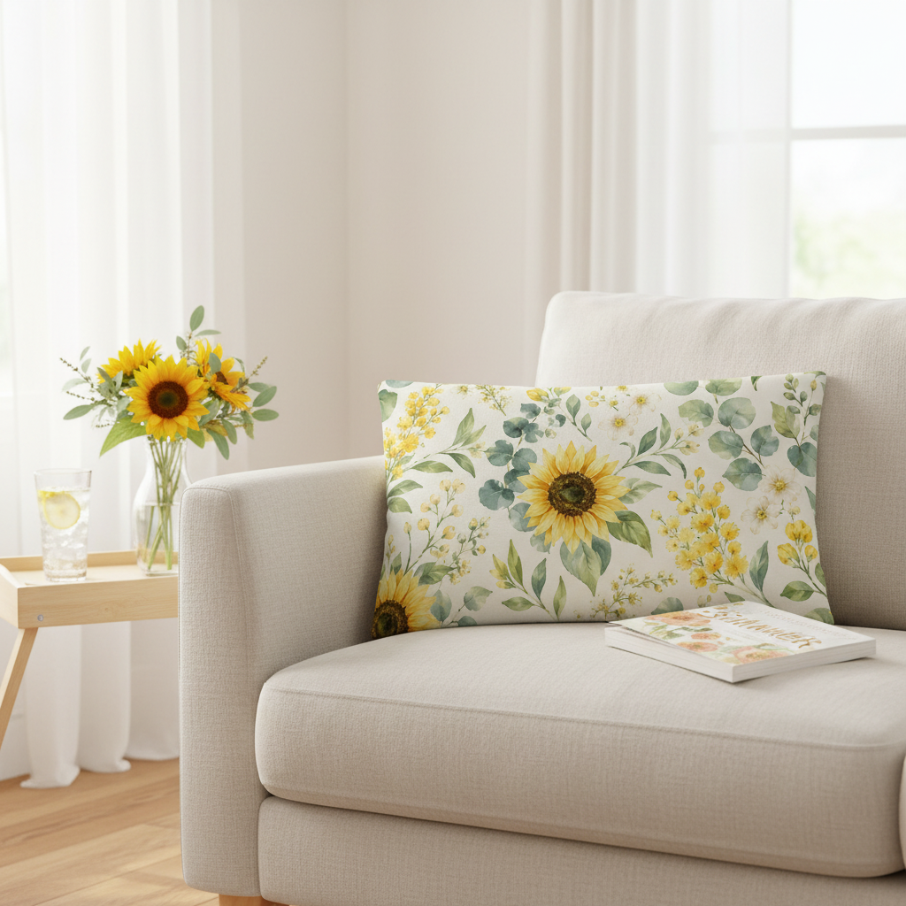 Sommermotiv Kissen | Sonnenblume | Deko-Kissen mit formstabiler Füllung