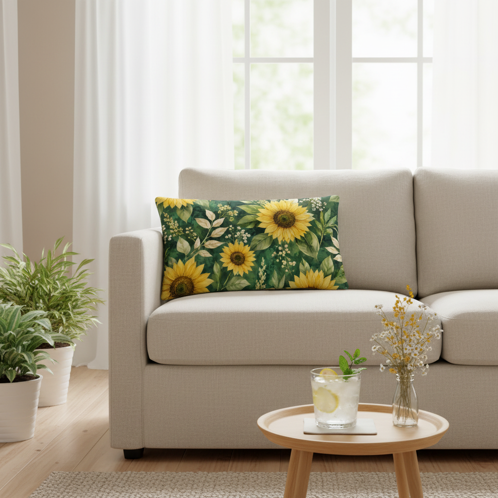 Sommermotiv Kissen | Sonnenblume | Deko-Kissen mit formstabiler Füllung