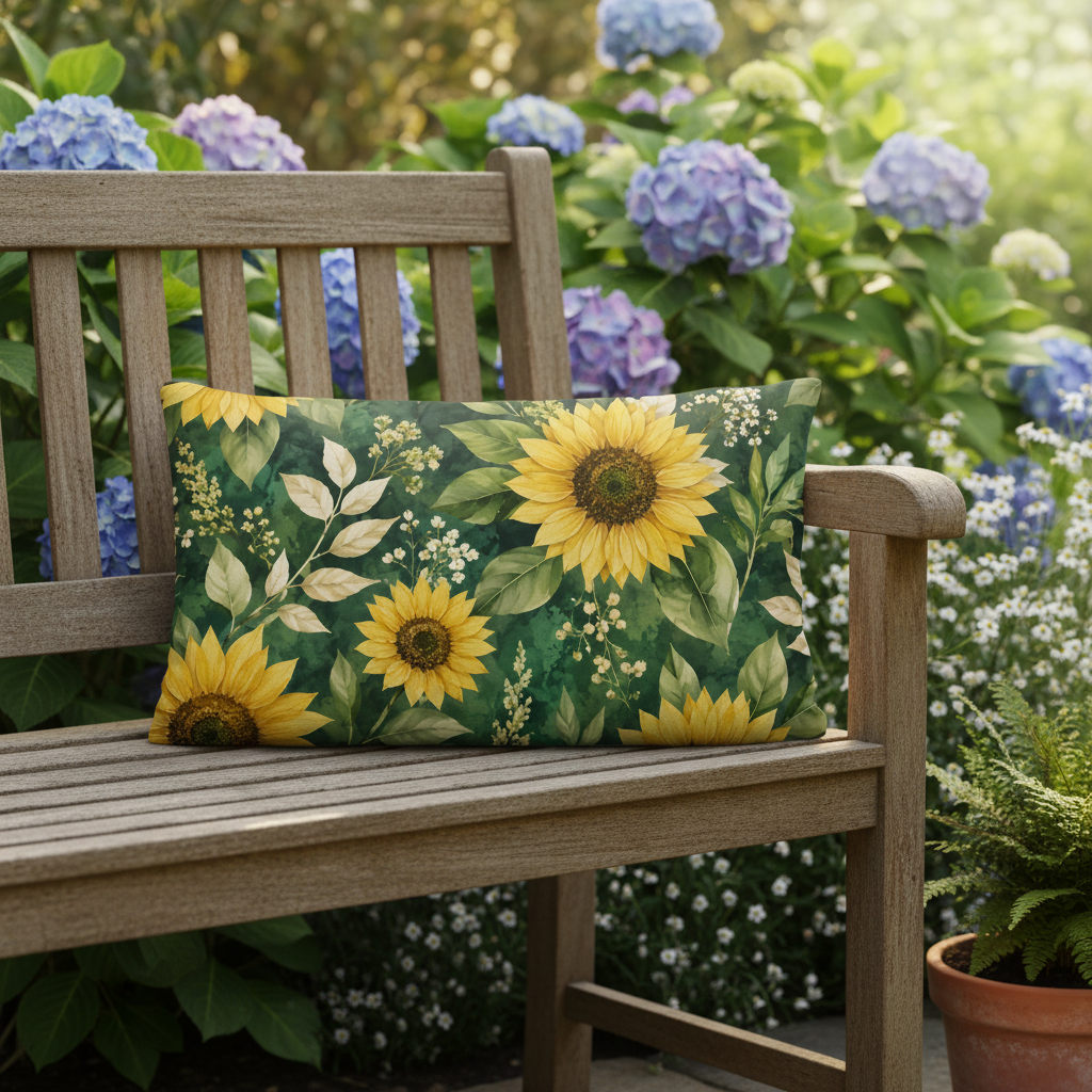 Sommermotiv Kissen | Sonnenblume | Deko-Kissen mit formstabiler Füllung