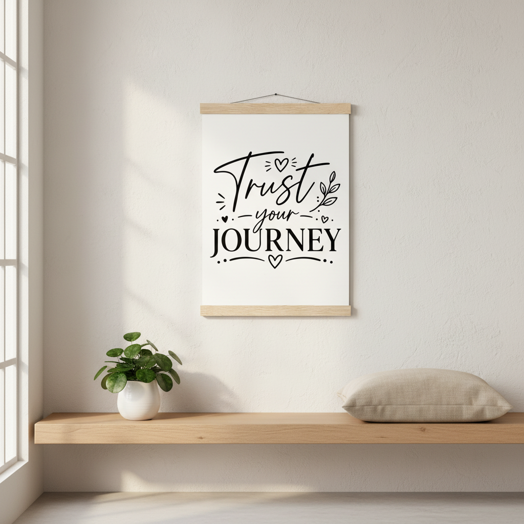 Boho Motivations Poster mit Holzleiste | Lustige Sprüche Wandbild | Minimalistisches Wanddeko Geschenk | Dunkler Humor Wandkunst