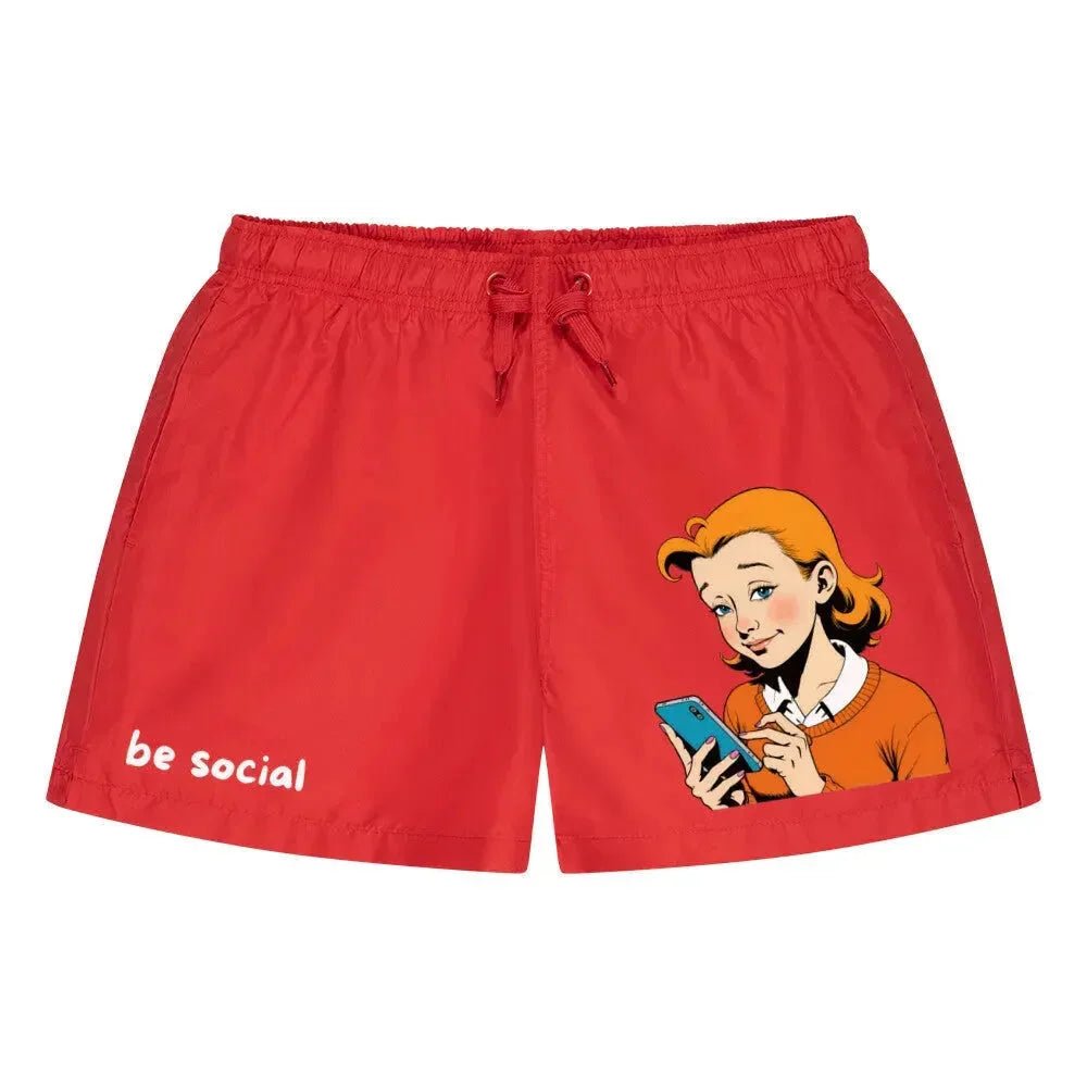 Badehose "be social", verschiedene Ausführungen - Rot - flyliving
